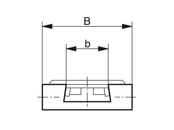 Curve guides for slat band chains with dovetail guide - Profiles for conveying and transportation - Murtfeldt GmbH Kunststoffe - Technische Zeichnung 1