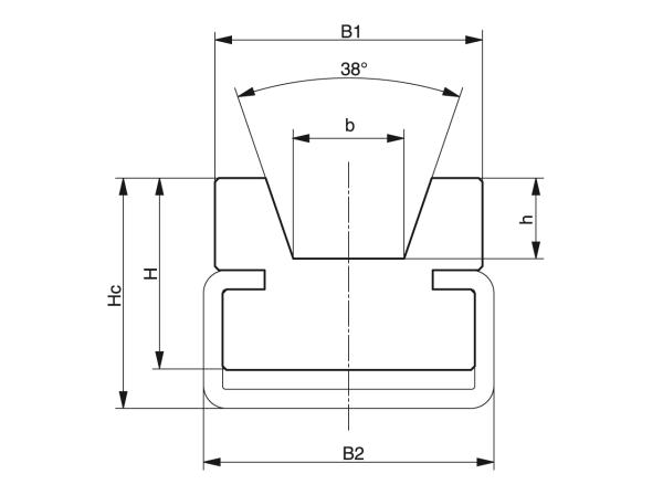 Type KRC - Riemgeleidingen - Murtfeldt GmbH Kunststoffe - Technische Zeichnung 1