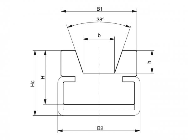 Tipo KRC - Guide per cinghie - Murtfeldt GmbH Kunststoffe - Technische Zeichnung 1