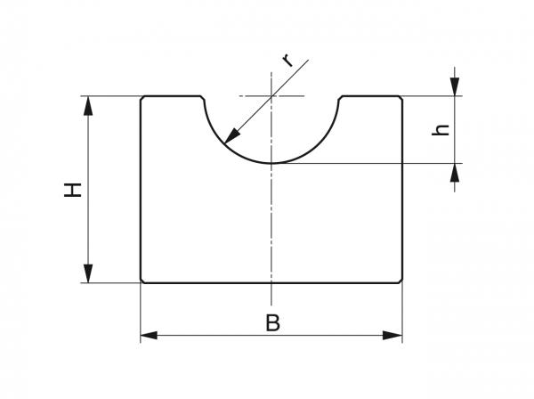 Tipo RR - Guide per cinghie - Murtfeldt GmbH Kunststoffe - Technische Zeichnung 1