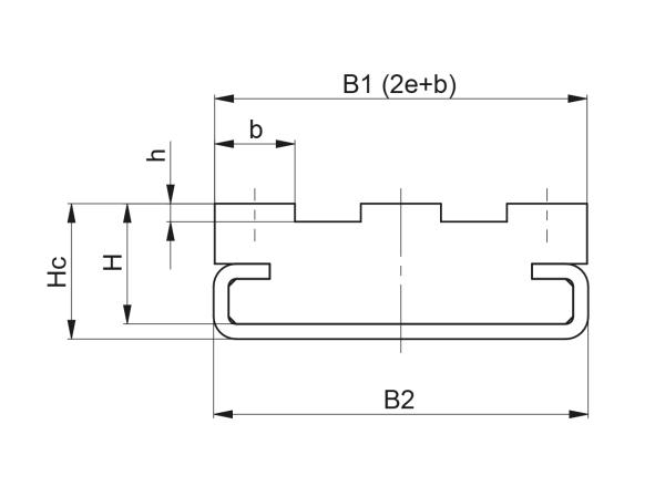 Tipo CT-Triplo - Guide per catene a rulli - Murtfeldt GmbH Kunststoffe - Technische Zeichnung 2