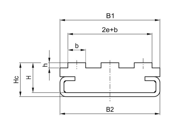 Tipo CT-Triplo - Guide per catene a rulli - Murtfeldt GmbH Kunststoffe - Technische Zeichnung 1
