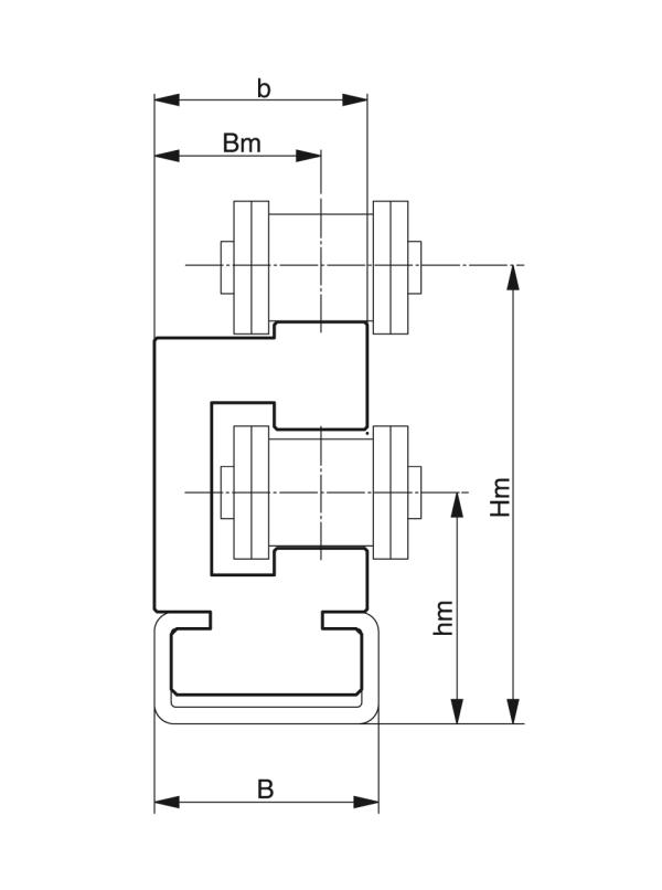 Tipo ETA - Guide per catene a rulli - Murtfeldt GmbH Kunststoffe - Technische Zeichnung 1
