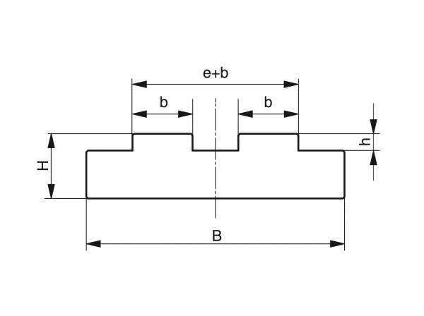 Type T-Duplex - Kettinggeleidingen voor rollenkettingen - Murtfeldt GmbH Kunststoffe - Technische Zeichnung 1