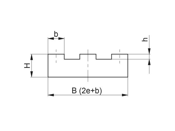 Tipo T-Triplo - Guide per catene a rulli - Murtfeldt GmbH Kunststoffe - Technische Zeichnung 2