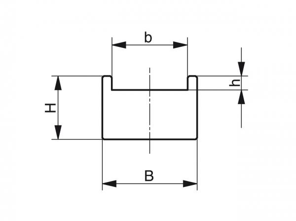 Type TU - Kettinggeleidingen voor rollenkettingen - Murtfeldt GmbH Kunststoffe - Technische Zeichnung 1