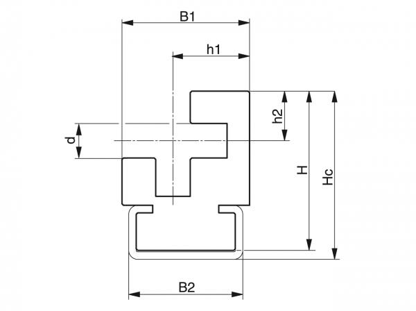 Tipo CRO - Guide per catene a maglie tonde - Murtfeldt GmbH Kunststoffe - Technische Zeichnung 1