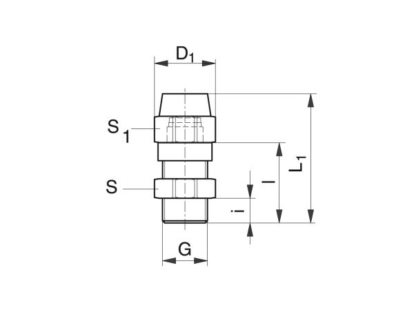 Straight screwed-in coupling for CU pipe - Lubrication system couplings - Murtfeldt GmbH Kunststoffe - Technische Zeichnung 1