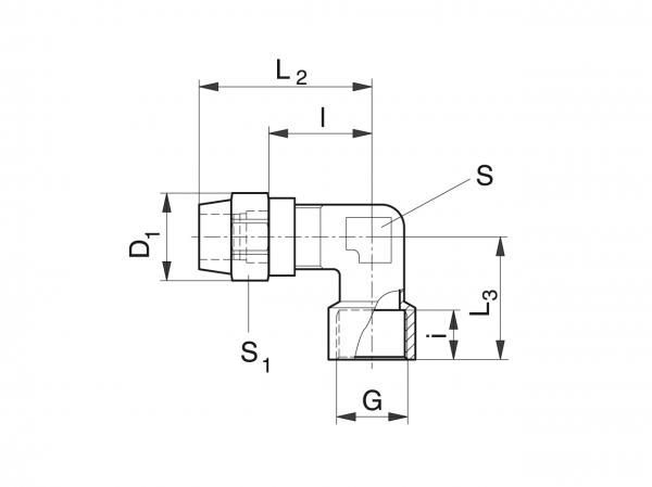 Úhlové šroubení - matice (kuželové) pro měděné trubky - Šroubení - Murtfeldt GmbH Kunststoffe - Technische Zeichnung 1