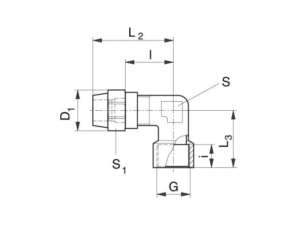 Winkel-Einschraub-Verschraubung für CU-Rohr - Schmiersysteme Verschraubungen - Murtfeldt GmbH Kunststoffe - Technische Zeichnung 1
