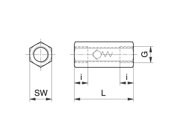 Zubehör für Elektropumpen, Rückschlagventile - Schmiersysteme Zubehör - Murtfeldt GmbH Kunststoffe - Technische Zeichnung 1