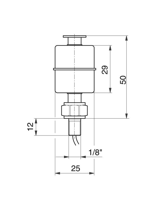 Magnetic switch float - Accessories for lubrication systems - Murtfeldt GmbH Kunststoffe - Technische Zeichnung 1