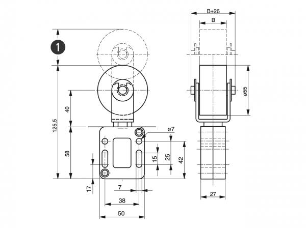 Spann-Box® Gr.0 als Riemenspanner - Automatische Riemenspanner - Murtfeldt GmbH Kunststoffe - Technische Zeichnung 1