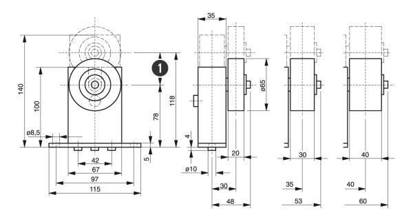 Spann-Box® Gr.1 Typ SR-L - Automatische Riemenspanner - Murtfeldt GmbH Kunststoffe - Technische Zeichnung 1