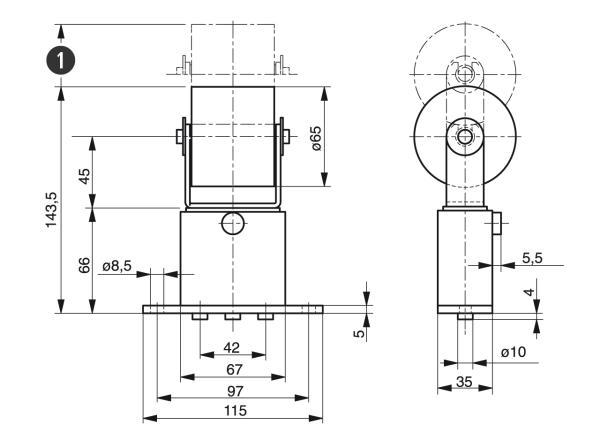 Spann-Box® Gr.1 Typ SR-O - Automatische Riemenspanner - Murtfeldt GmbH Kunststoffe - Technische Zeichnung 1