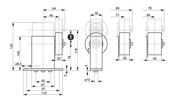 Spann-Box® Gr.1 Typ SR-S - Automatische Riemenspanner - Murtfeldt GmbH Kunststoffe - Technische Zeichnung 1