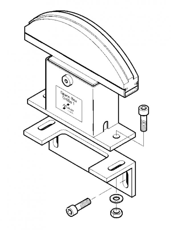 Spann-Box® size 1 with arc segment profile - Chain tensioners for roller chains - Murtfeldt GmbH Kunststoffe - Technische Zeichnung 1