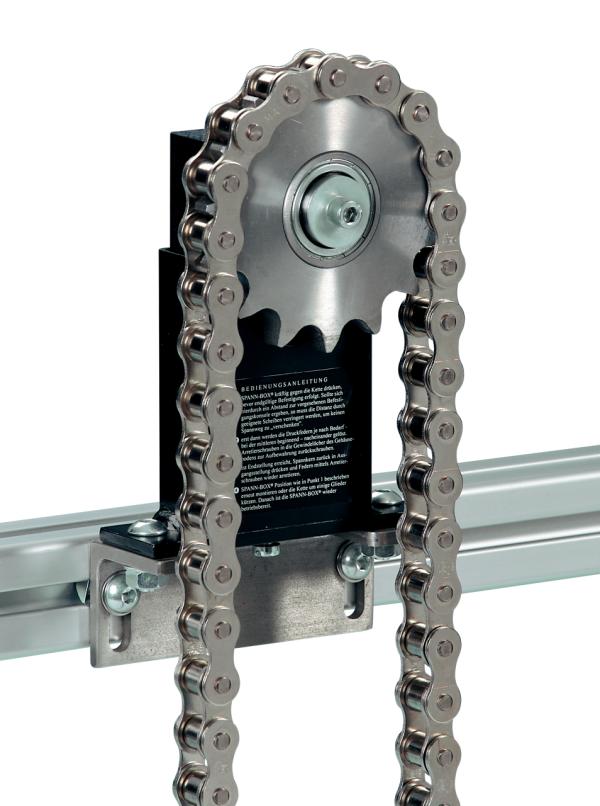 Spann-Box® Gr.1 mit Kettenrad Typ-K-L - Kettenspanner für Rollenketten - Murtfeldt GmbH Kunststoffe - Abbildung 1