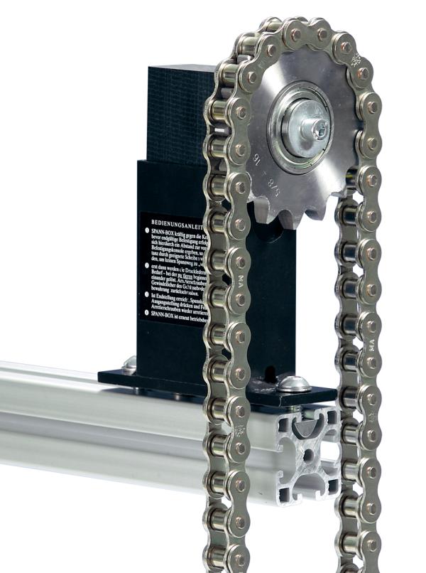 Spann-Box® Gr.1 mit Kettenrad Typ-K-S - Kettenspanner für Rollenketten - Murtfeldt GmbH Kunststoffe - Abbildung 1