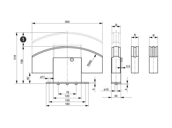 Spann-Box® tamaño 2 con perfil de bloque - Tensores de cadena para cadenas de rodillos - Murtfeldt GmbH Kunststoffe - Technische Zeichnung 1