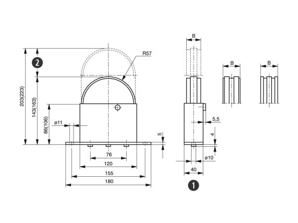 Spann-Box® Gr.2 mit Halbkreisprofil - Kettenspanner für Rollenketten - Murtfeldt GmbH Kunststoffe - Technische Zeichnung 1