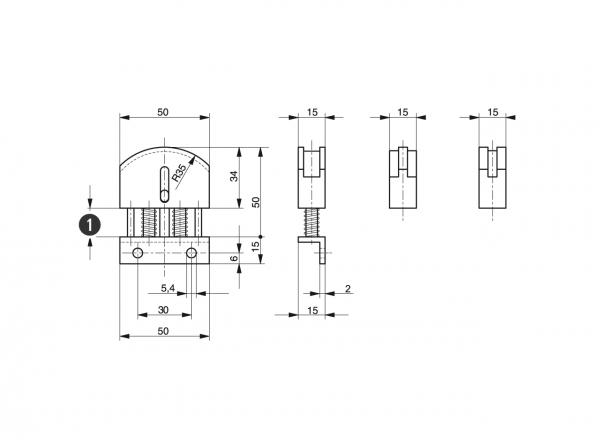 Mini-tensioner with arc segment profile - Chain tensioners for roller chains - Murtfeldt GmbH Kunststoffe - Technische Zeichnung 3