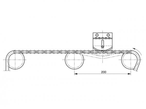 Mini-tensioner with arc segment profile - Chain tensioners for roller chains - Murtfeldt GmbH Kunststoffe - Technische Zeichnung 2